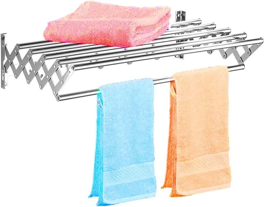 Uitschuifbare Wasdroger Wanddroger Opvouwbaar Kleding Drogen Roestvrij Staal 100cm Zilver