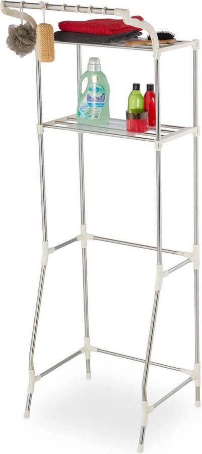 Uittrekbaar metaal wasmachine rek opbergrek voor boven toilet 179x645-100x50 cm toiletrek wc zilver Wasmachine rek