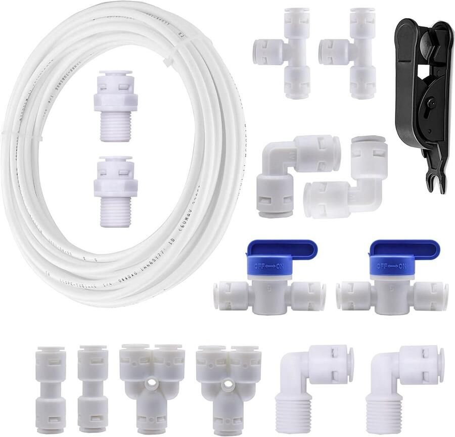 Universele Aansluitset voor RO Waterfilter 10 m 14 Onderdelen Geschikt voor 3 8 Inch Slang Koelkast en Water Slang met Afsluitklep