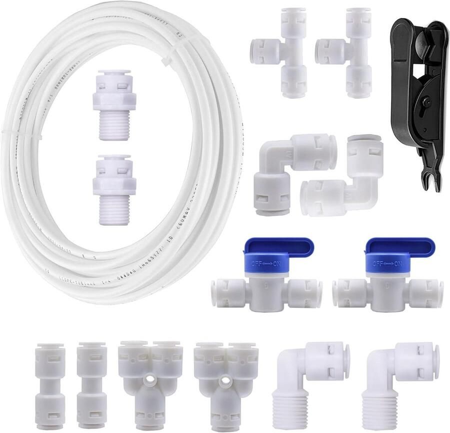 10 meter universele aansluiting set voor RO waterfilter 14-delige kit voor 3 8 inch slang koelkast slang en wateraansluiting met afsluitklep