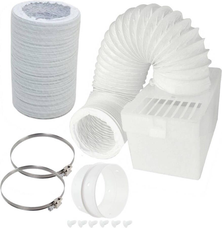 Universele condensatorbox en lange siliconen afvoerslang voor wasdroger (100 mm diameter 6 m)