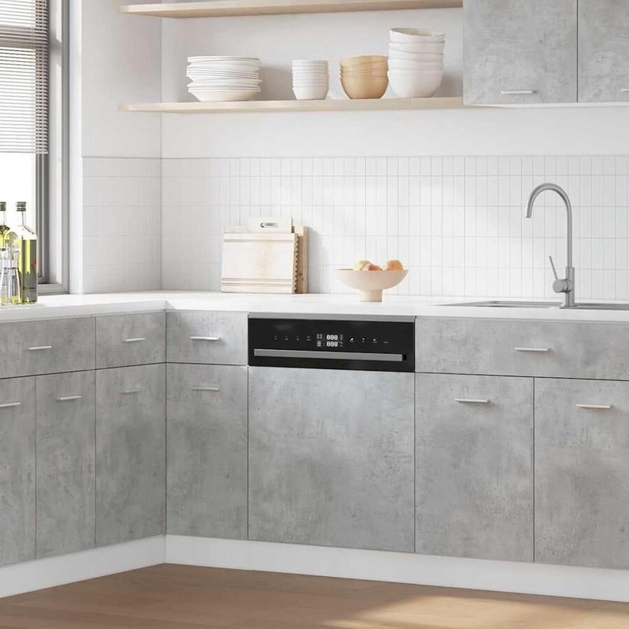 Vaatwasser frontpaneel Keuken paneel Keuken integratie Betongrijs design 45 cm breed Betongrijs