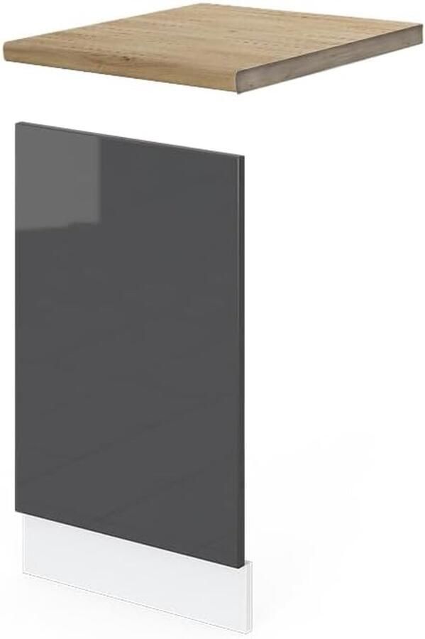Vaatwasser Frontpaneel Keukenpaneel Keuken Opknappen Hoogglans Afwerking 45 cm Breed Antraciet Wit