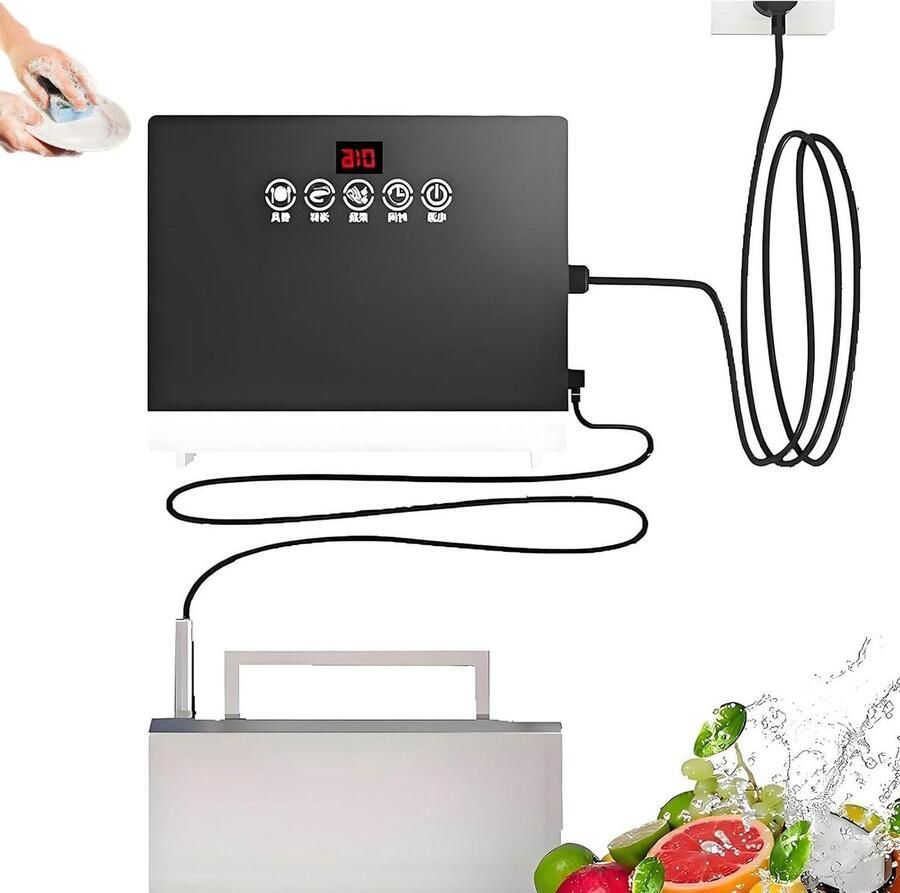 Vaatwasser in gootsteen Keuken reiniger Hygiënisch reinigen Sonische trillingstechnologie 360W Zilver - Foto 1