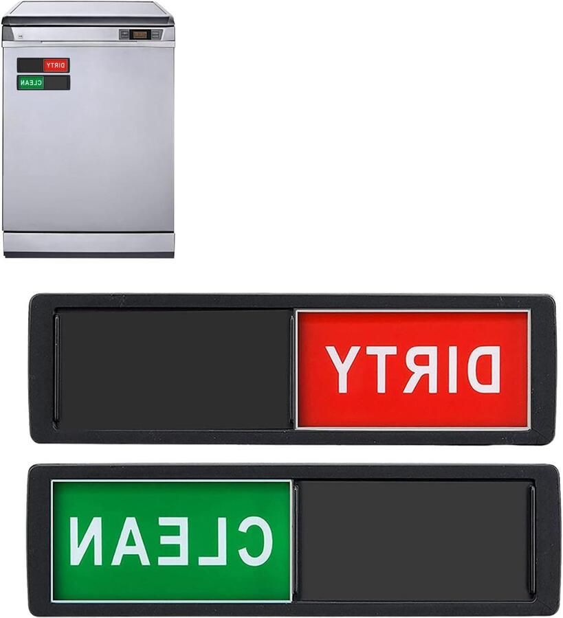 Vaatwasser Magneet Schoon Vuil Indicator Keuken Organisatie Dubbelzijdig Display 17.8 cm Lengte Zwart