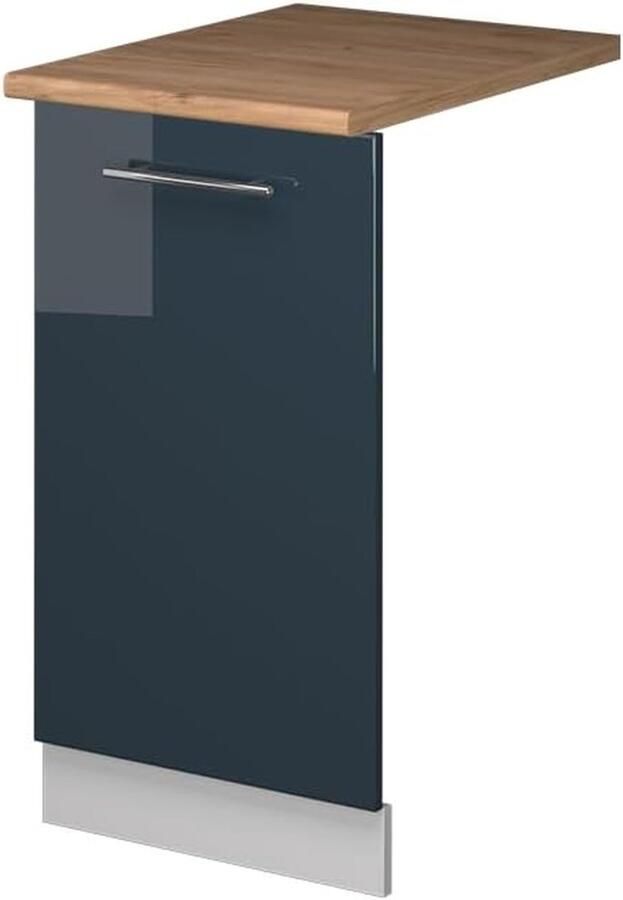 Vaatwasser paneel Frontpaneel Afdekplaat Keuken Inrichten Zachtsluitende scharnieren 45 cm breed Donkerblauw hoogglans