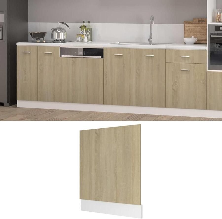 Vaatwasser Voorplaat Keukenpaneel Vaatwasser Keuken Integreren Duurzaam Spaanplaat 59.5 x 3 x 67 cm Sonoma Eiken - Foto 1