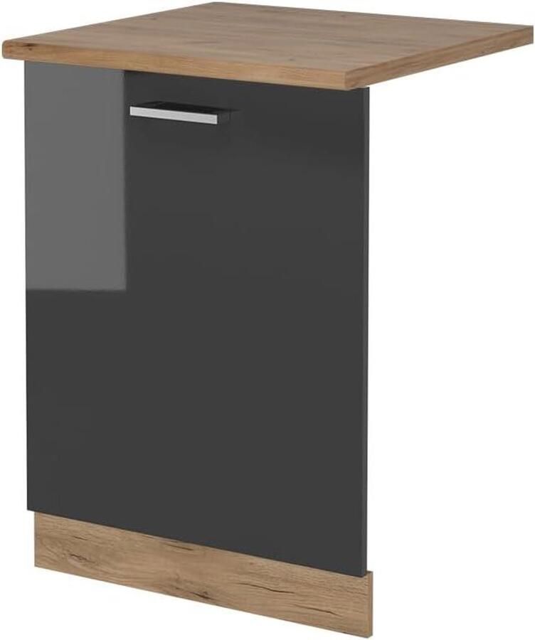 Vaatwasserfrontpaneel Deurpaneel Vaatwasser Keuken Integratie R-Line Stijl 60 cm breed Antraciet Hoogglans
