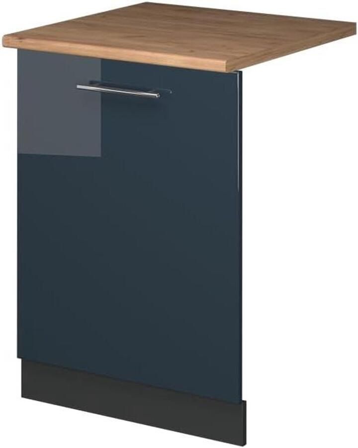 Vaatwasserfrontpaneel Keukenfront Paneel Keuken Afwerking Soft-close Scharnieren 60 cm Breed Donkerblauw Hoogglans
