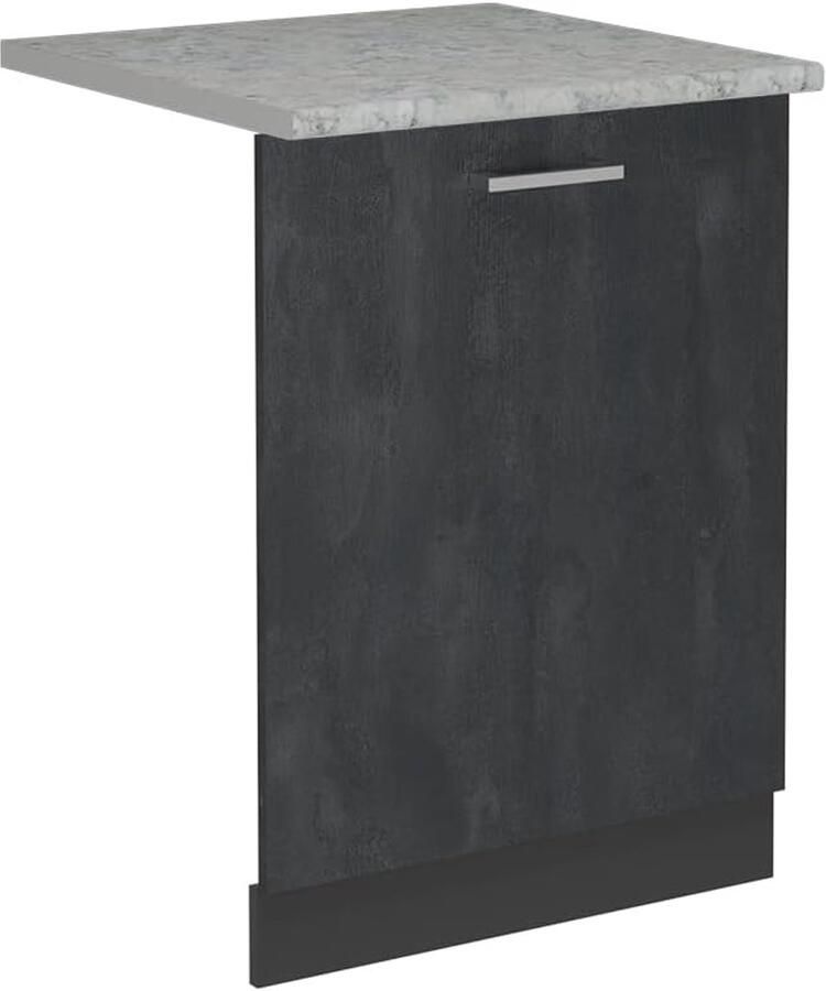Vaatwasserfrontpaneel Keukenpaneel Keuken Integratie Naadloze Pasvorm 60 cm Zwart Beton
