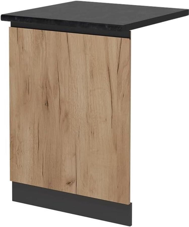 Vaatwasserfrontpaneel Vaatwasser deur Keuken moderniseren Greeploos J-Shape 60 cm breed Eiken goud