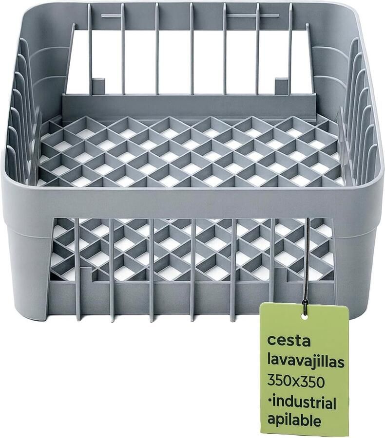 Vaatwassermand Afwasmand Industrieel Wassen Versterkte Kunststof 350 x 350 x 150 mm Grijs - Foto 1