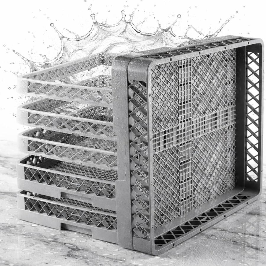 Vaatwassermanden Set Afwasmand Bestekmand Commercieel Afwassen Fijne Bodemstructuur 50 x 50 cm Grijs