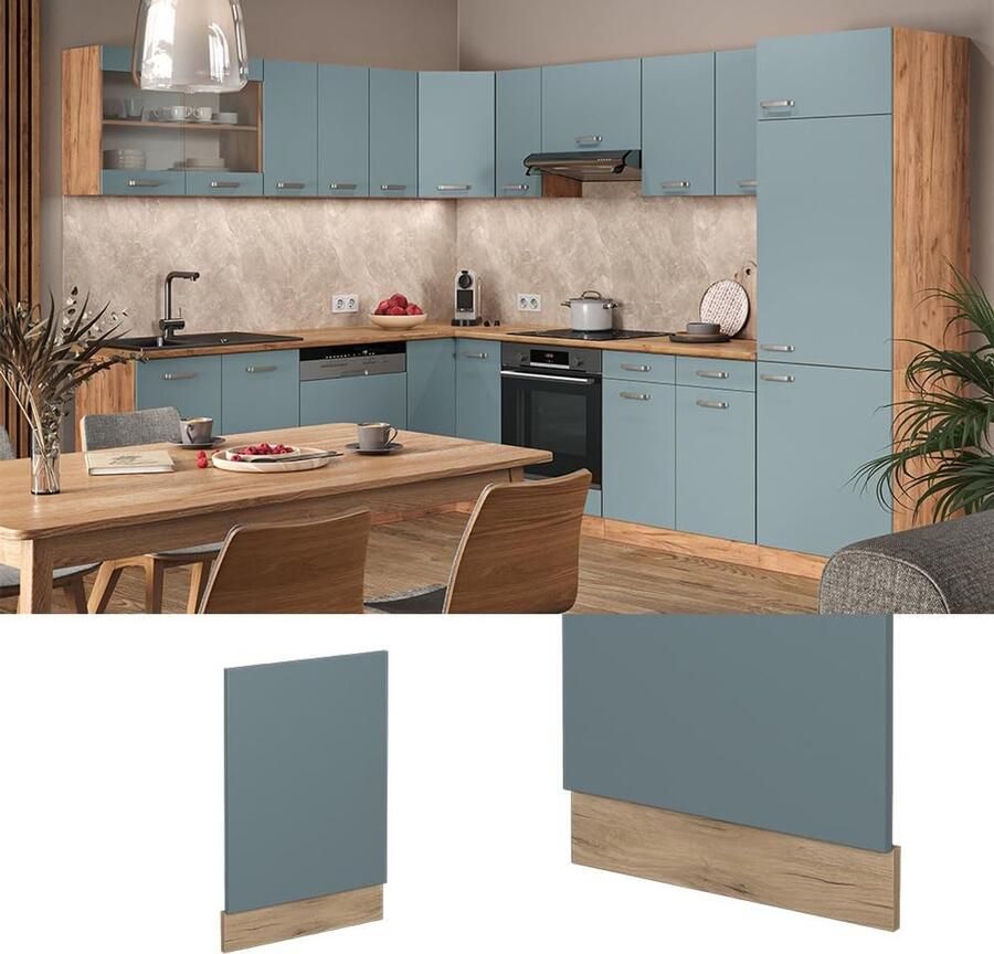 Vaatwasserpaneel Frontpaneel Keuken Upgrade Modulair Systeem 45 cm Breed Blauw-grijs