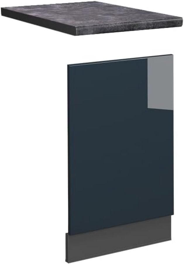 Vaatwasserpaneel Hoogglans Donkerblauw Antraciet 45 cm Inbouwkeuken Voorpaneel