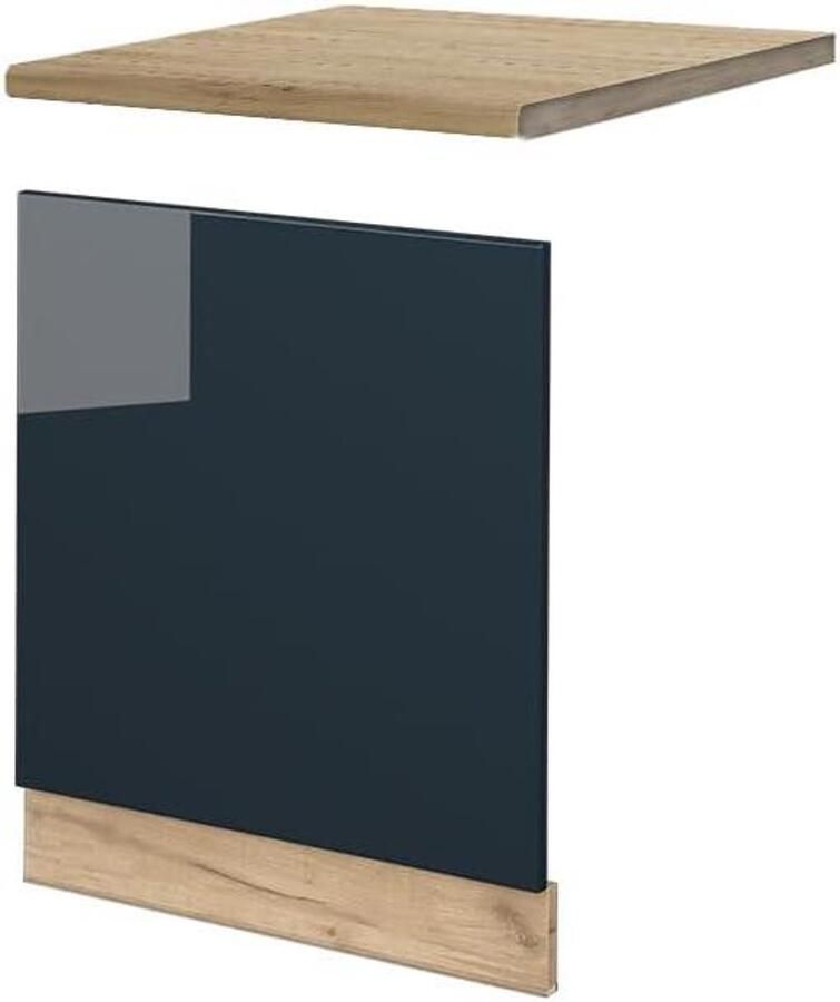 Vaatwasserpaneel Keukenfront Frontpaneel Keuken Verbeteren Donkerblauw Hoogglans 60 cm Breed Blauw