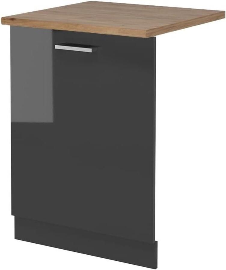 Vaatwasserpaneel Keukenfront Keuken Inrichting Geïntegreerde Stijl 60 cm Antraciet Hoogglans