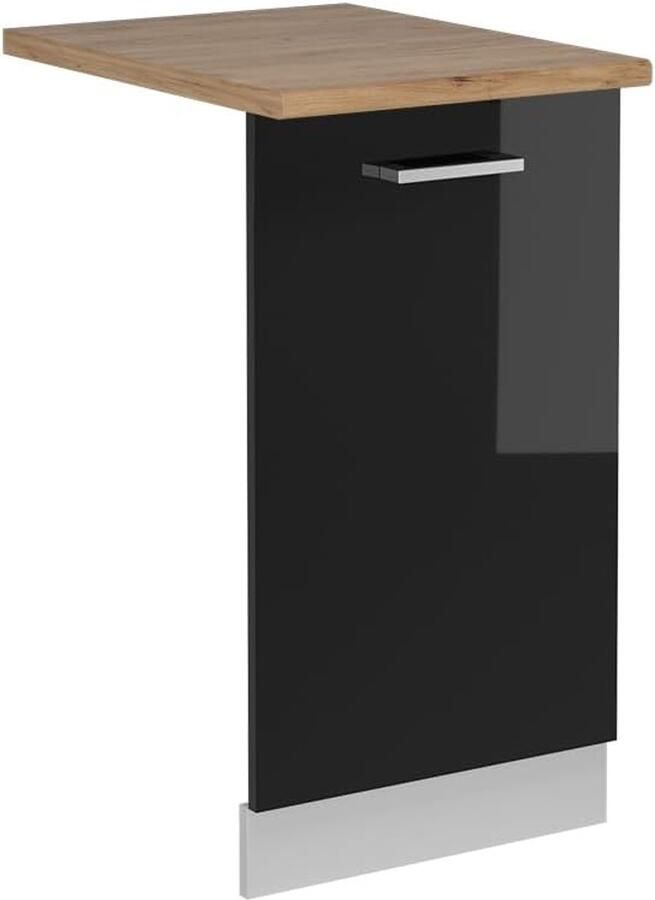 Vaatwasserpaneel Keukenfront Keuken Integratie Hoogglans Afwerking 45 cm Breed Zwart