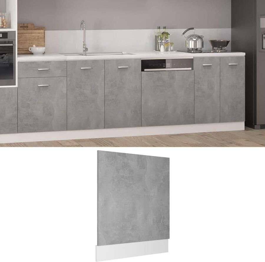 Vaatwasserpaneel Keukenfront Keukenintegratie Ruimtebesparend ontwerp 595 x 3 x 67 cm Betongrijs