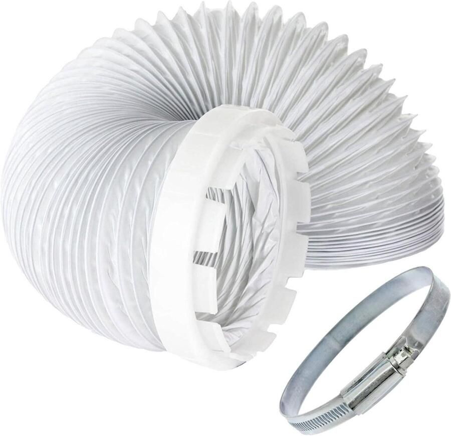 Ventilatieslang Kit Droger Ontluchting Vochtige Lucht Afvoeren Inclusief Klem 2 Meter Grijs