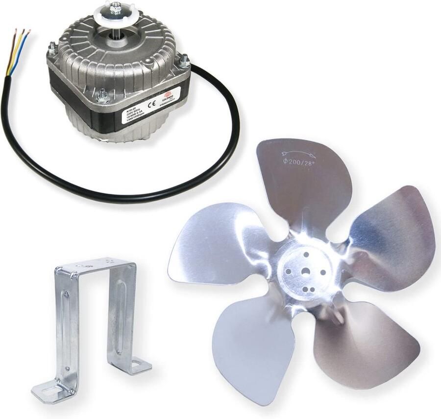 Ventilator Set 10W voor Wijnkoelkast of Koelunit Inclusief Montagebeugel en 200mm Vleugels
