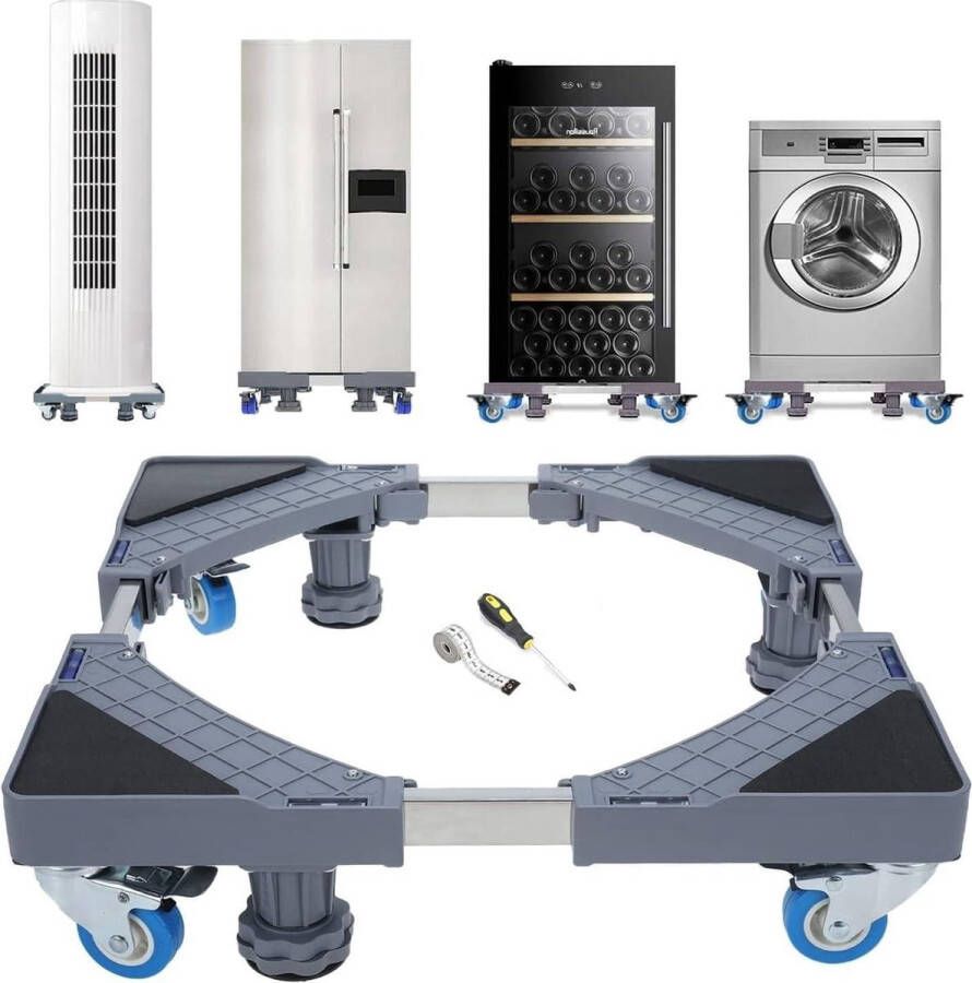 Verstelbare Wasautomaat Voet 41cm-64cm Standaard Met 4 Wielen en 4 Verstelbare Poten Geschikt Voor Koelkasten Drogers en Huishoudelijke Apparaten