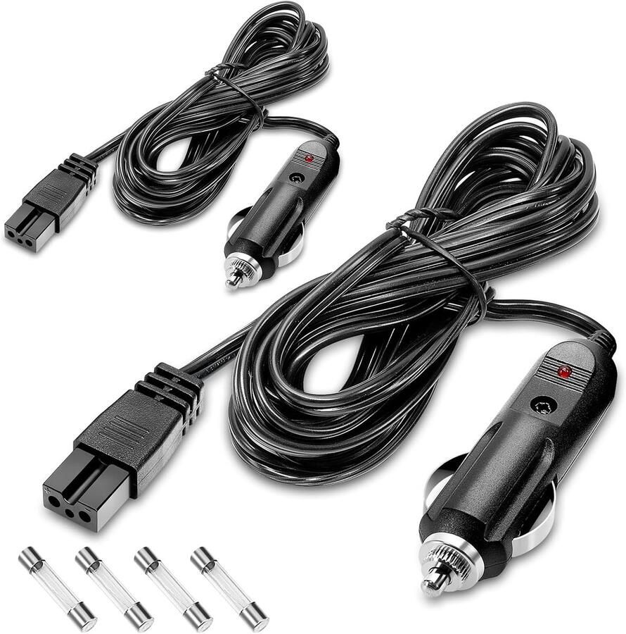 Vervangingskabel 3M 12V voor Mini Koelkast en Vriezer in de Auto Voedingsadapter en Verlengkabel voor Draagbare Auto Koelers (Set van 2)