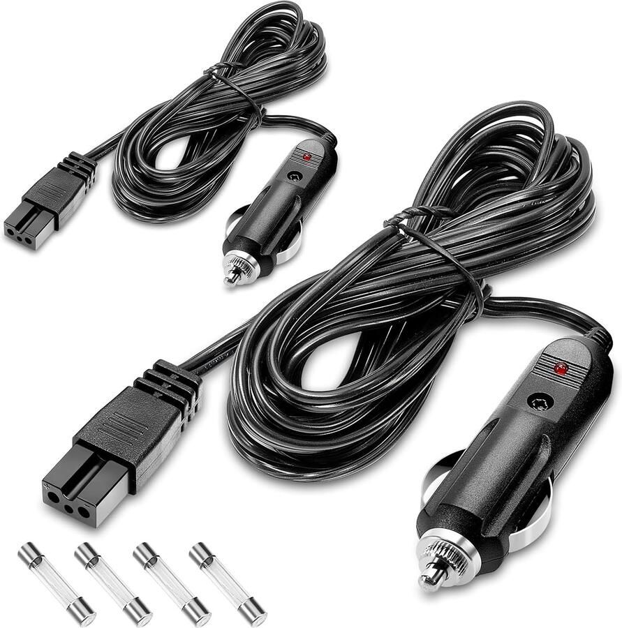 Vervangende 3M 12V Voedingskabel voor Mini Koelkast en Vriezer in de Auto Set van 2 voor Draagbare Koelers en Elektrische Koelkasten