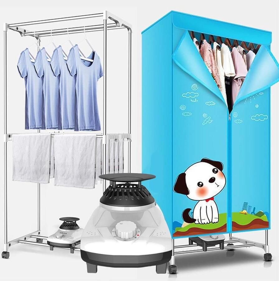 Verwarmd droogrek Elektrische droger Kleding drogen Met timerfunctie 150 cm hoog Grijs