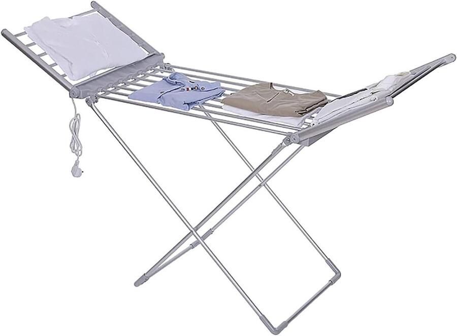 Verwarmd Droogrek Elektrische Droogmolen Vlier Kleding Drogen Energiezuinig 230W 147.5 cm Zilver