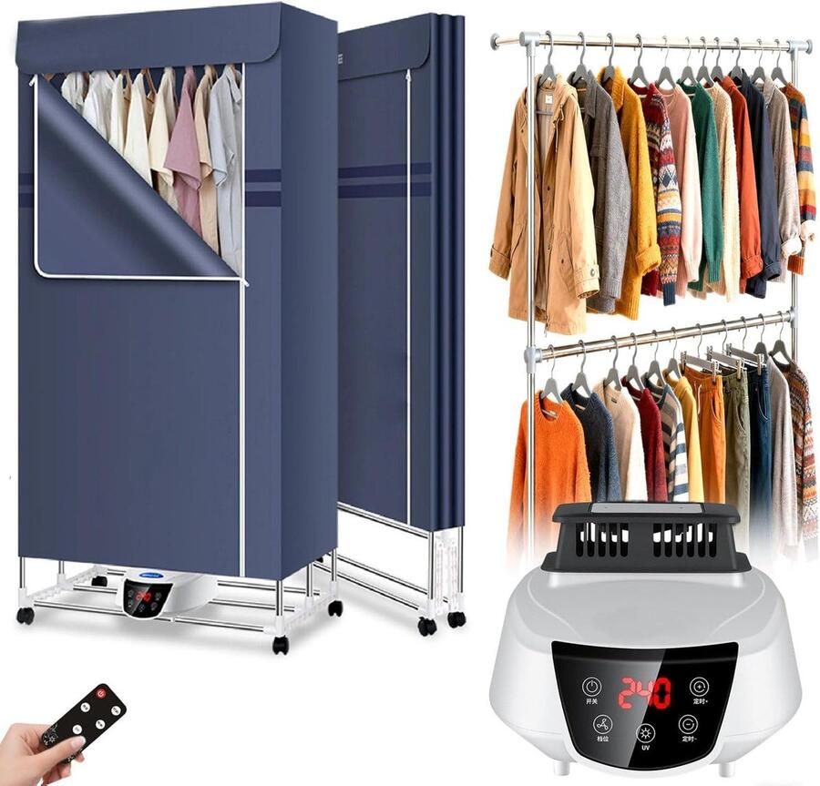 Verwarmd droogrek Kledingdroger binnen Kleding drogen UV sterilisatie 10 kg capaciteit Wit