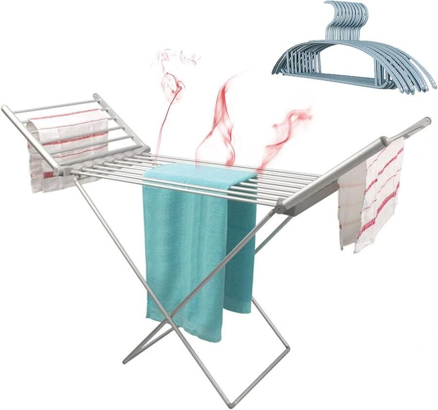 Verwarmd wasrek Elektrisch droogrek Kleding drogen Opvouwbaar ontwerp 20 verwarmde buizen Aluminium