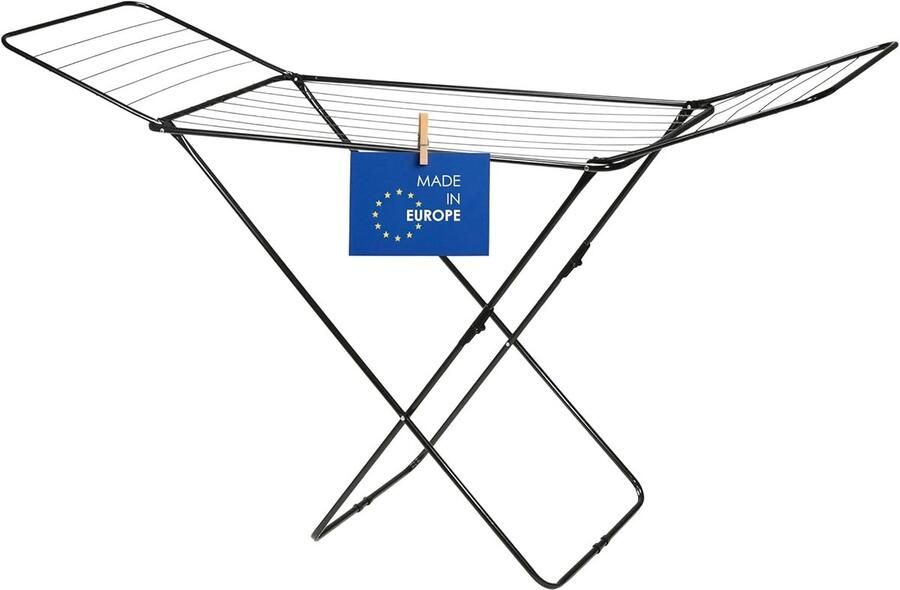 Vleugels droogrek Wasrek inklapbaar Kleding drogen Gemaakt in EU 18 meter drooglengte Zwart