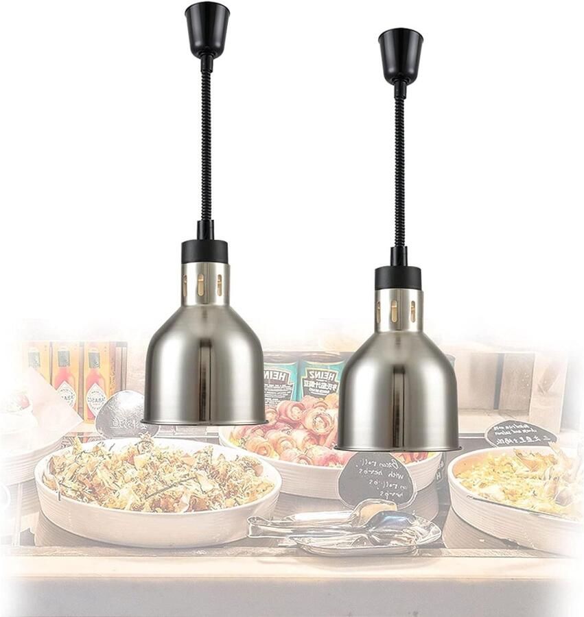 Voedselwarmers Horeca Warmtelamp Buffet Voedsel Warm Houden Uitschuifbare Hoogte 75-165 cm Zilver
