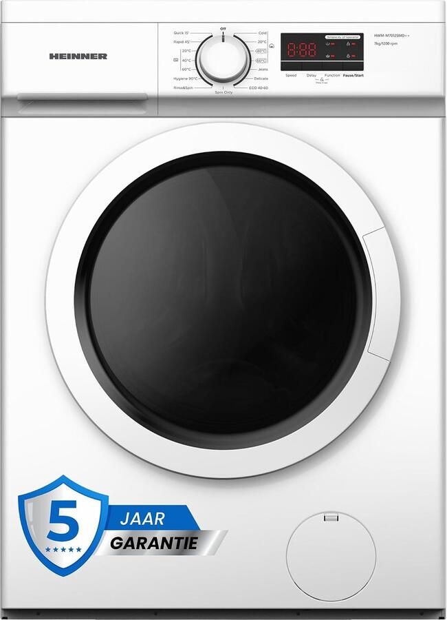 Voorlader Wasmachine Wasautomaat Kleding Wassen 15 Wasprogramma's 7 kg Wit