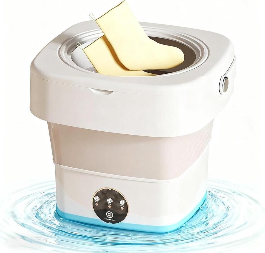 Vouwbare Wasmachine Mini Reiswasmachine Kleine Was Bionische Pulsator Opvouwbaar Beige