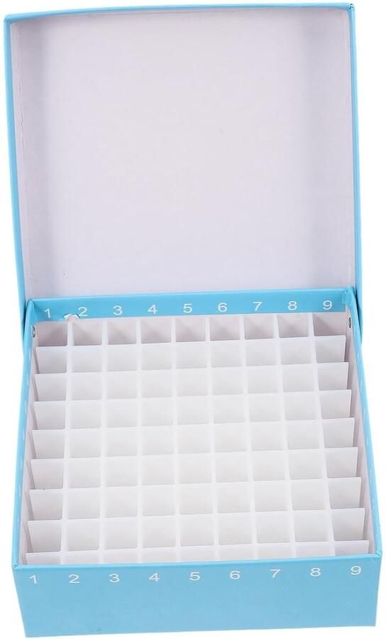 Vriezer Vial Doos Cryovial Opslag Monster Organisatie Compact Labelvriendelijk 13x13x5 cm Hemelsblauw