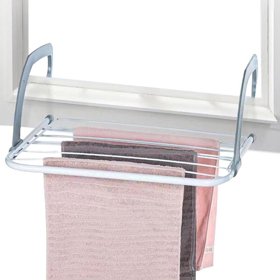 Wanddroger Inklapbaar Wasrek radiator Kleding drogen Flexibele ophanging 50x35x15.5 cm Zilver