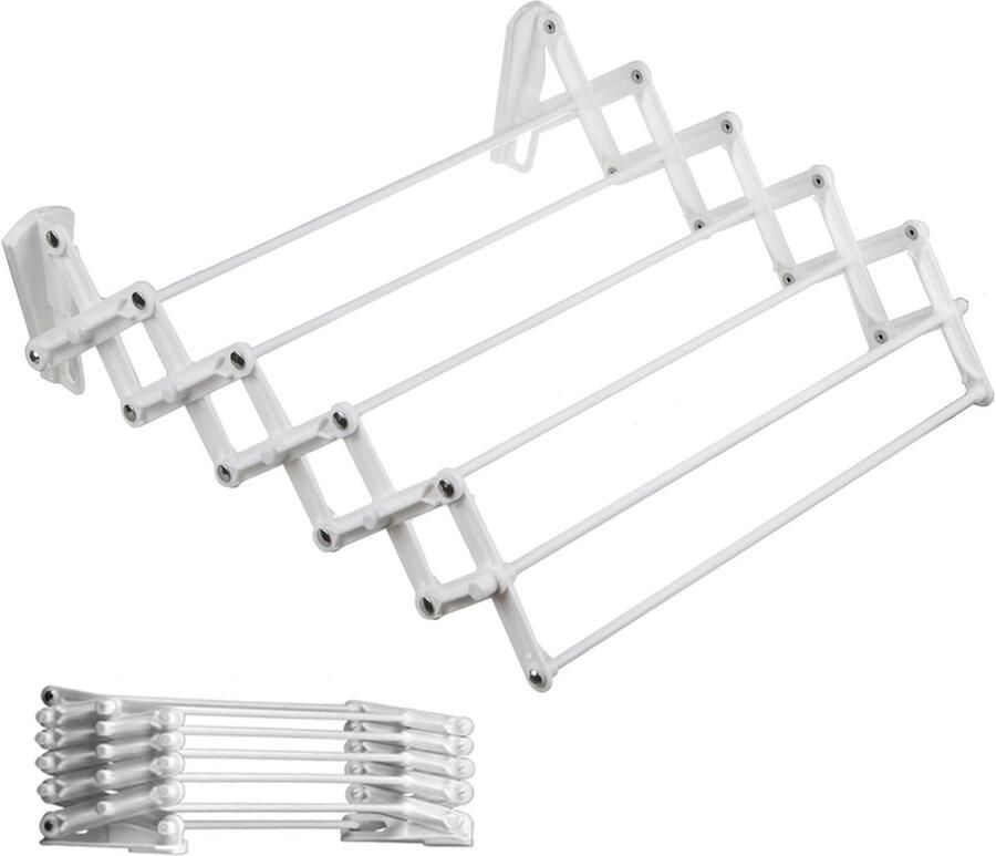 Wanddroger Droogrek Inklapbaar Ruimtebesparend Ophangen Verplaatsbaar Systeem 80cm Breed Wit