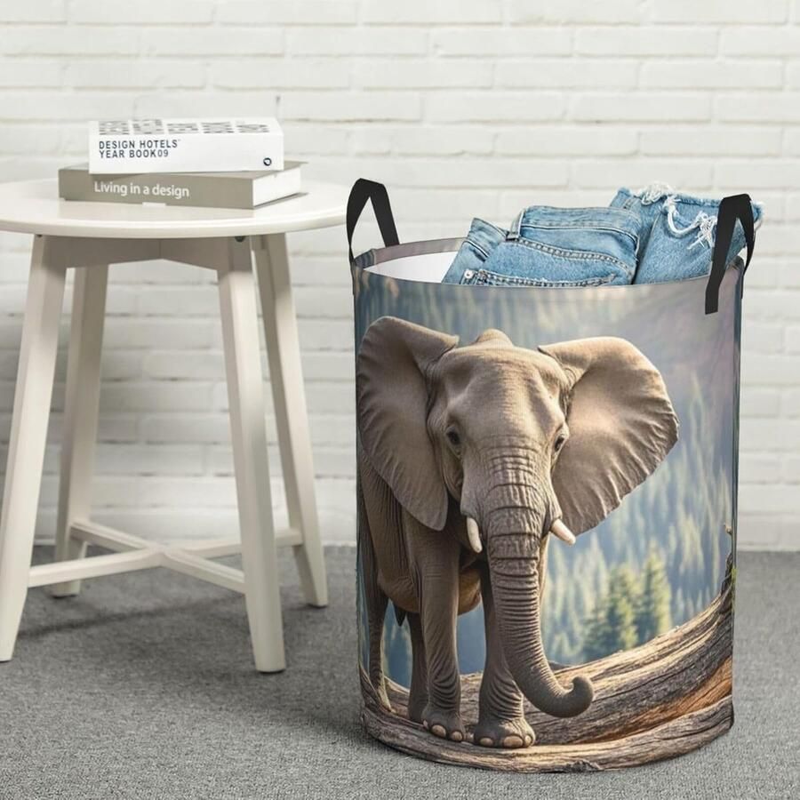 Wasbak Ronde Mand Vuile Was Mand Kleding Opbergen Waterdichte Coating 90L Zwart