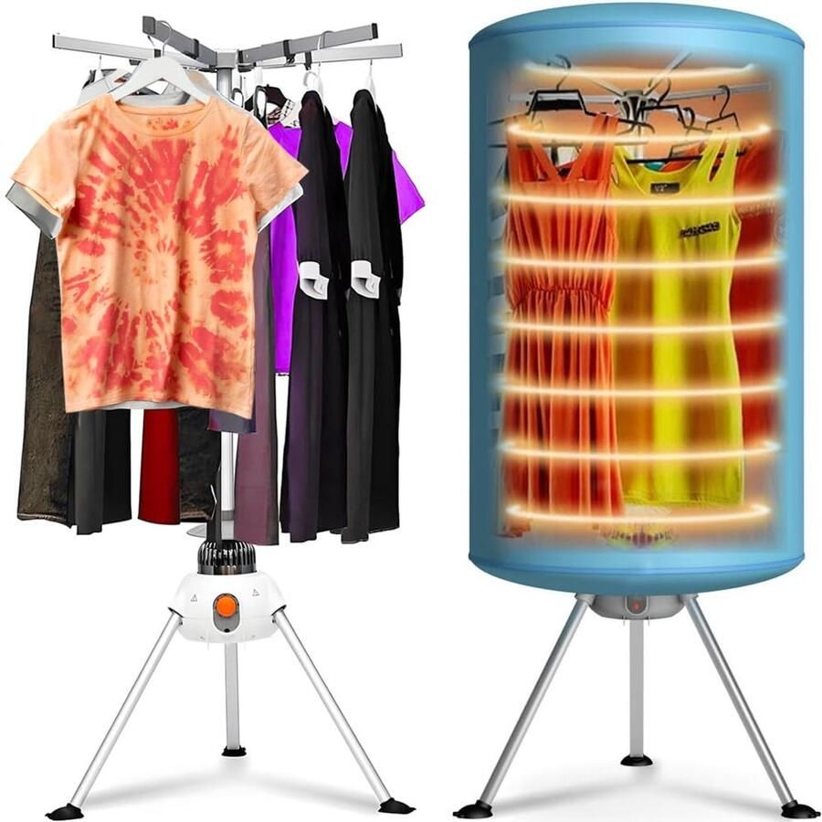 Wasdroger 15 kg – Draagbare Kledingdroger – 1000W – Timer 180 Min – 2 Ventilatiestanden – 65°C