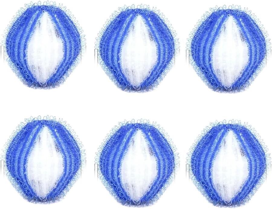 Wasdroger ballen Pluisvangers Sneller drogen Herbruikbaar ontwerp 6 stuks Blauw wit