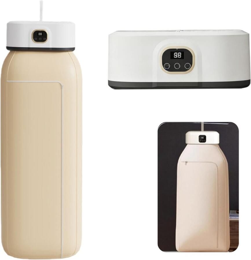 Wasdroger-droger-mini droger- mini wasdroger-Wasdroger Kleine compacte opvouwbare wasdroger met instelbare timer voor appartementen campers reizen thuis en scholen Draagbaar met opvouwbaar display (wit 25*18*10 5 cm)