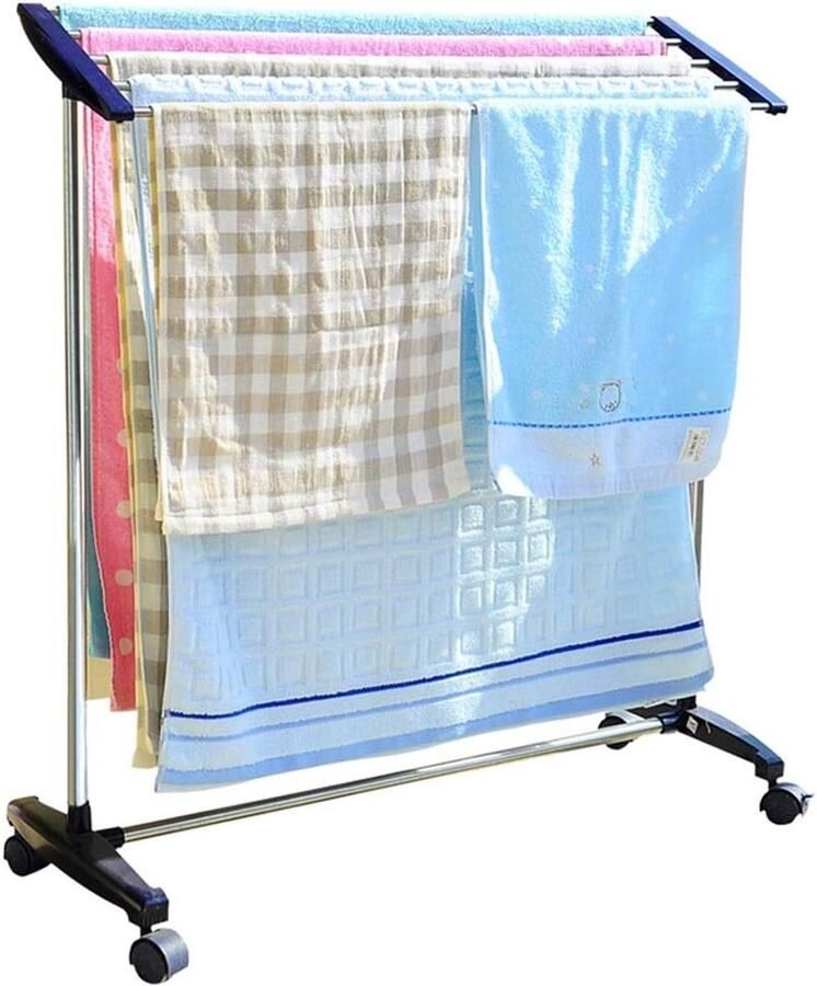 Wasdroger Droogrek Opvouwbaar Hanger Binnen Drogen Met Wielen 89 cm Hoog Zilver
