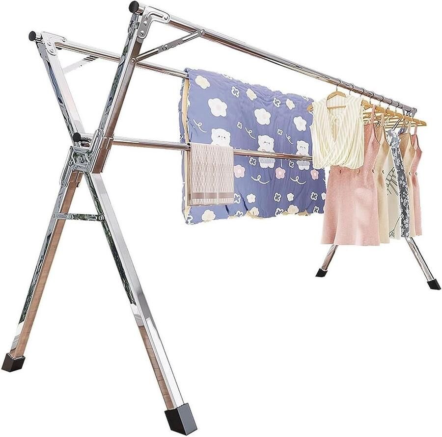 Wasdroger Kledingrek Droogrek Opvouwbaar Kleding Drogen Roestvrij Staal Compact Zilverkleurig