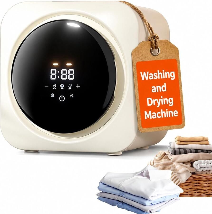 Wasdroger Machine Compacte Wasmachine Ruimtebesparend Wassen Alles-in-één Functie 3.7 kg Capaciteit Wit