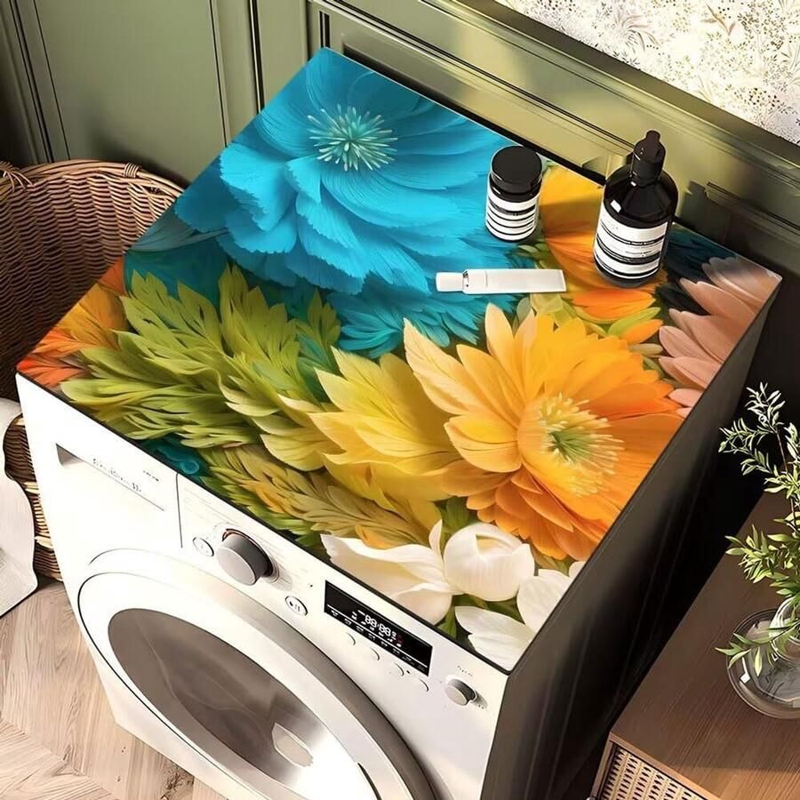 Wasdroger Mat Apparaat Beschermer Huishoudelijk Gebruik Absorberend Diatomeeënaarde 60x60 cm Cyaan Oranje