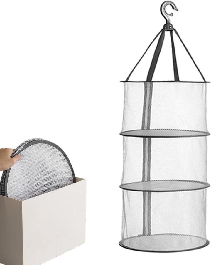 Wasdroger Net Droogmand Wasrek Kleding Drogen 3-Laags Sneldrogend 60 cm Hoog Wit