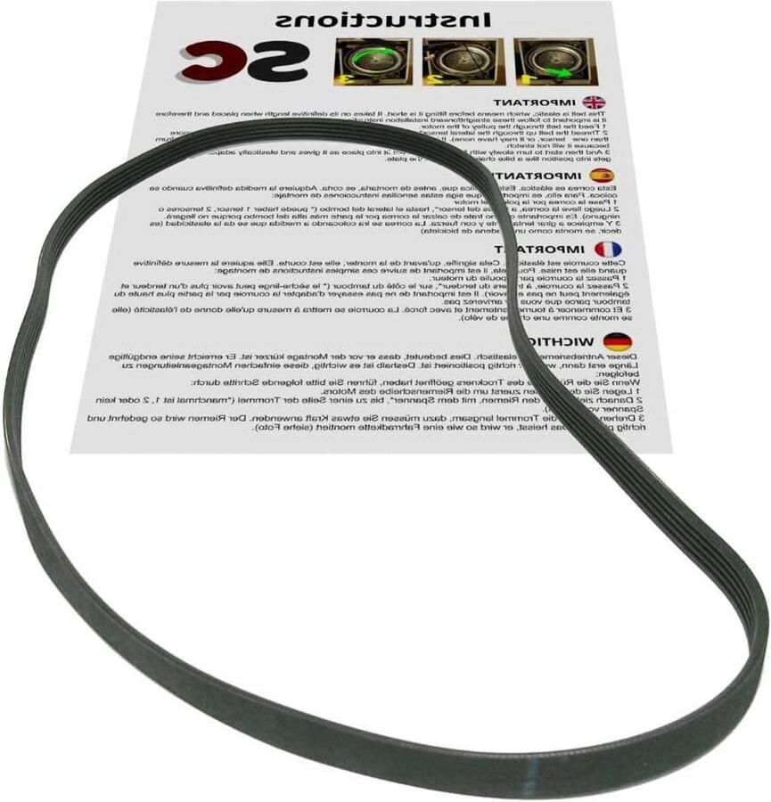 Wasdroger riem Droger aandrijfriem Apparaat repareren Elastische pasvorm 1906 mm Zwart