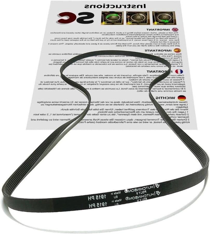 Wasdroger riem Drogerband Apparaat reparatie Sleuf type H 1915 mm Zwart